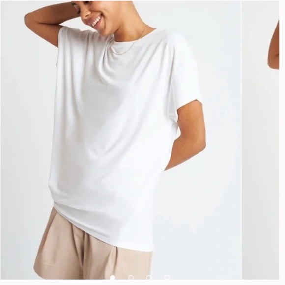 Kit and Ace Wave Short Sleeve Tee Asymmetrical White Size Small - Picture 14 of 14